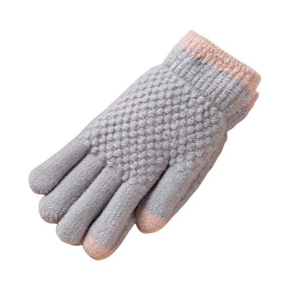 HWHCGZ 1Pairs Winter Gloves - Thick Wool Fleece Liner, Thermal Knit, Touchscreen, Elastic Cuff Insulated Gloves for Women & Men - Cold Weather,Gray