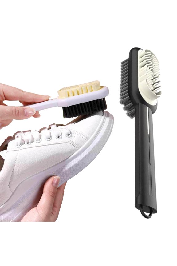 1Pc 2 In 1 Scrub Suede Shoe Brush Suede Leather Cleaning Brush With Soft Brush for Shoe Boot Bag Cleaning,Black