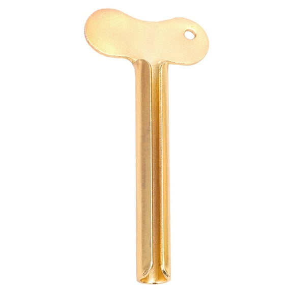 HWHCGZ 1Pc Toothpaste Squeezer, Metal Tube Squeezer Key Stainless Steel Toothpaste Roller Tube Wringer for Paint, Cream, Cosmetic and Hair Dye,Gold,Wavy