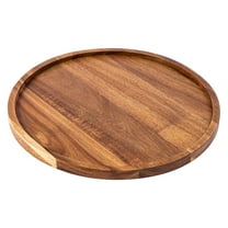 HWHCGZ 1Pcs Round Acacia Wood Serving Tray, Decorative Serving Trays for Coffee Table Home Decor,Wood Kitchen Counter Tray Appetizer Charcuterie Board Brown 20cm
