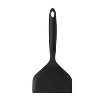 HWHCGZ 1Pcs Silicone Spatula,Nonstick Pancake Shovel with Short Handle, Fried Flexible Turner, BPA Free Kitchen Cookwares for Egg, Fish, Burgers,Pizza Black