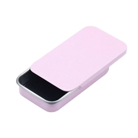 HWHCGZ 1Pcs Slide Top Tin Containers Metal Storage Boxes 2.36" x 1.34" x 0.39" Empty Rectangular Tins for Lip Balm Solid Perfume Pills Crafts DIY(Pink)