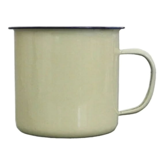 HWHCGZ 1Pcs Water Coffee Mug Tea Enamel Mug With Handle,Vintage Elegant Small Drinking Cup for Home and Restaurant Use and Reusable (Beige) 120ML