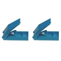 HWHCGZ 2 Count Pill Cutter Bundle with Storage and Splitter Used for Cutting Pills Vitamins Tablets, Includes Container for Storing Pills Blue*2