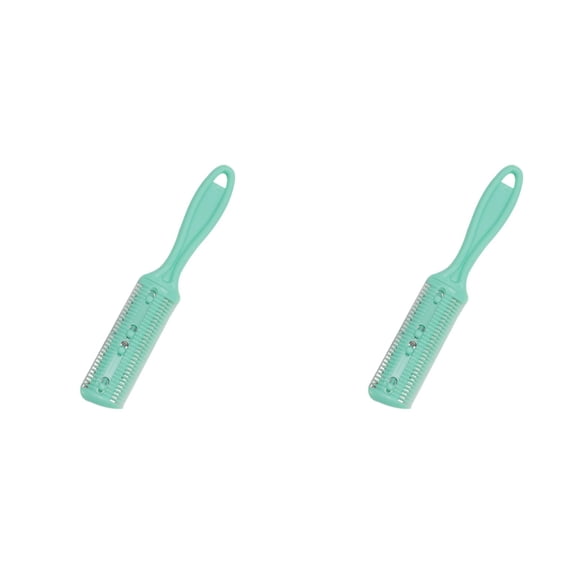 HWHCGZ 2 Pack Style Haircut Razor Comb, Double Sided Razor Hair Styling Scissors Comb, Split Ends Trimmer Styler for Thin and Thick Hair,Green