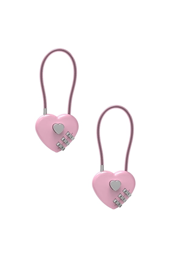 2Pcs Small Combination Lock for Locker Cable Lock With Padlock Combination for Luggage Suitcase Gym Locker Backpack Zipper Cabinet Box Fence Gate Travel Outdoor Use,Pink