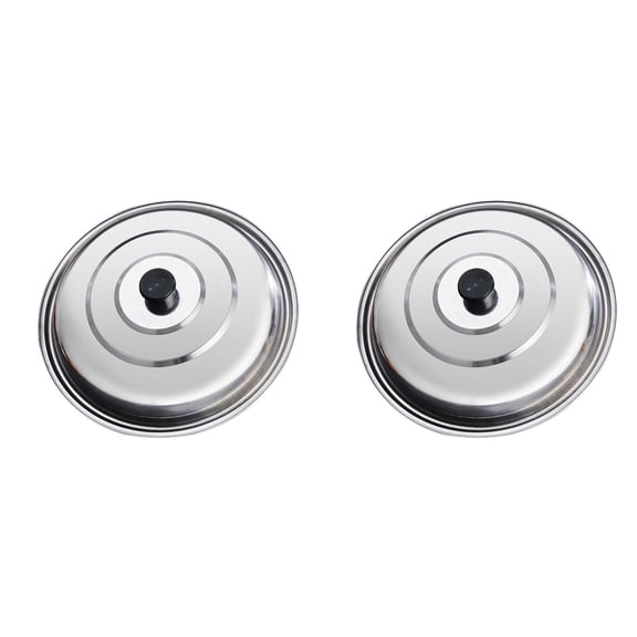 HWHCGZ 2Pcs Stainless Pot Lid Thickened Extra Large 12''Pot Lid, Cast Iron Skillet Lid, Kitchen Cookware Accessories, Dishwasher Safe,Silver