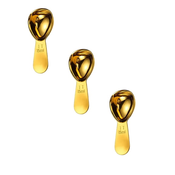HWHCGZ 3 Pack 15ml Coffee Scoop Set,Stainless Steel Coffee Spoons Short Handles,Tablespoon Measure Spoon Set Fit Coffee, Loose Tea, Sugar,Gold,15 ml*3