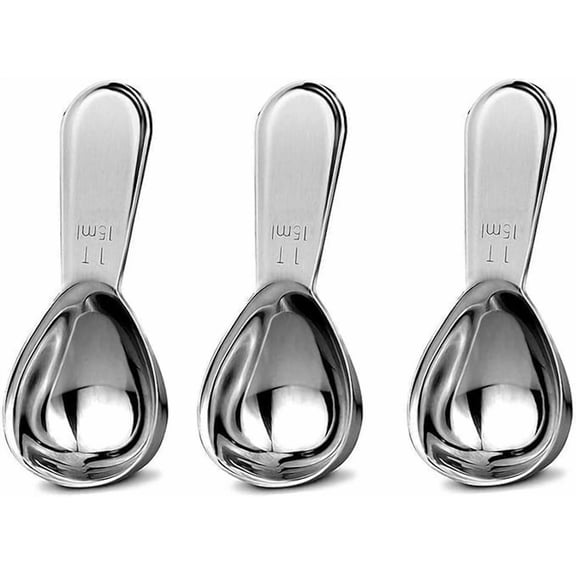 HWHCGZ 3 Pack 15ml Coffee Scoop Set,Stainless Steel Coffee Spoons Short Handles,Tablespoon Measure Spoon Set Fit Coffee, Loose Tea, Sugar,Silver,15 ml*3
