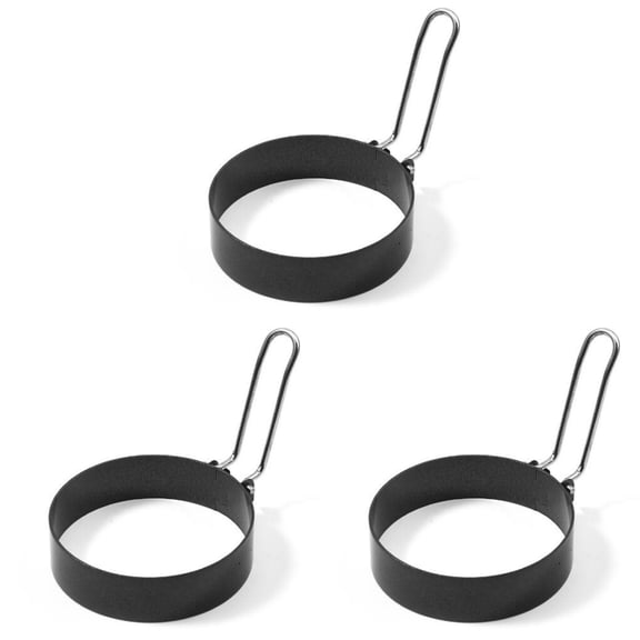 HWHCGZ 3 Pcs Egg Non Stick Ring Round Stainless Steel Egg Pancake Maker Cooker Ring Cooking Tool For Frying Pancake Mold or Frying Shaping Eggs,Black