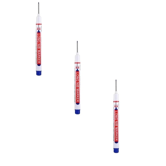 HWHCGZ 3 Pcs Long Head Deep Hole Marker - Multi-purpose Deep Hole Marker Pens for Construction Bathroom, Nib Size (L x W): 20*1.5mm(3ml),Blue