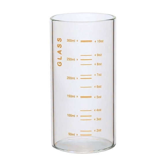 HWHCGZ 300ML Glass Measuring Cup High Borosilicate Glass Measuring Cup Glass Glass Spirit Round Graduated Beaker for Kitchen or Restaurant Easy to Read,Orange