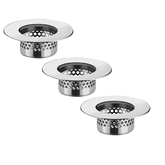 HWHCGZ 3Pcs Bathroom Sink Strainer, Bathtub Lavatory Sink Drain Strainer Hair Catcher for Laundry, Mop Pool, Utility, Slop, RV Sink,Silver*3