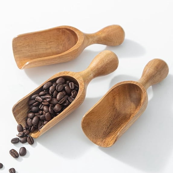 HWHCGZ 3Pcs Canisters Acacia Wooden Scoop for Jars Mini Measuring Spoons for Seasoning Bath Salt Laundry Detergent Shovel Measuring-Multipurpose 5.9 Inch,Brown