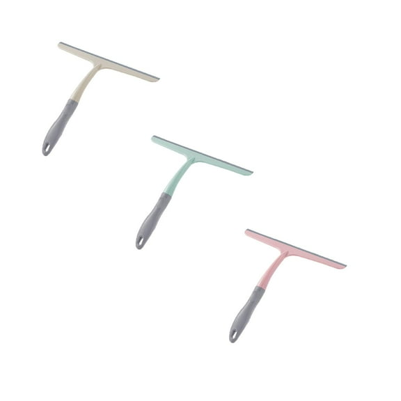 HWHCGZ 3Pcs Silicone Shower Squeegee for Glass Doors & Car Windows - Small & Mini Size Streak-Free Cleaner, Bathroom, Mirror, With Hanging Hole, Kitchen Safe Water Blade Pink*1+Green*1+Beige*1