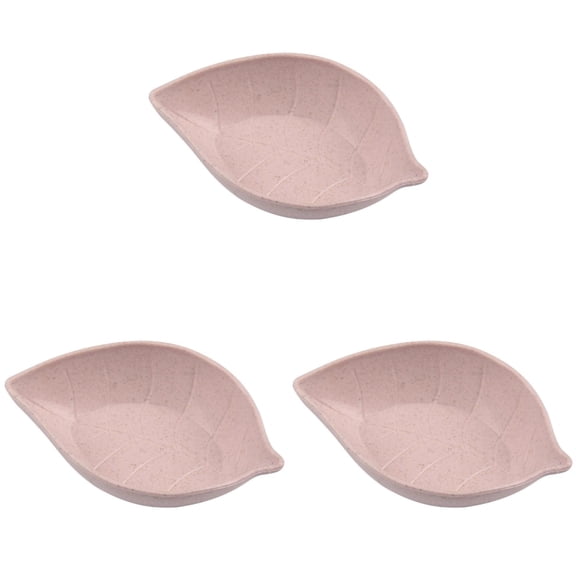 HWHCGZ 3Pcs Wheat Straw Seasoning Dish Creative Leaf Shape Food Sauce Dish Ideal for Dipping Sauces Condiments and Seasoning Bowls Kitchenware (3*Pink)
