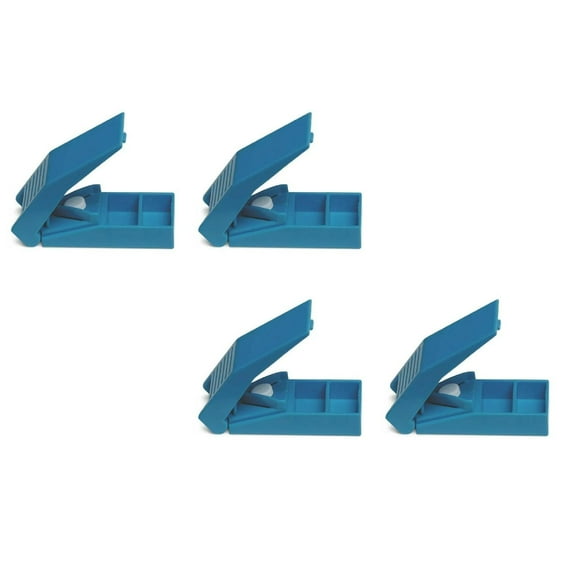 HWHCGZ 4-Pack Pill Cutter Hand Operated Cutting Multiple Pills, Adjustable Pill Cutters Splitters for Small and Tiny Pills Multiple Big Small Even Cut Blue*4