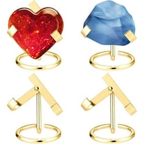 HWHCGZ 4 Pcs Metal Crystal Heart Stone Stand Crystal Ball Holder Mineral Specimen Display Easel Holder for Gemstones Fossils Agate Slabs Plates ,2 x 2.36 x 2.56 Inch Gold*4