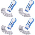 thumbnail image 1 of HWHCGZ 4 Pcs Razor Blade Scrape with 40Pcs Extra Blades, Razor Blade Retractable, Paint Stripping Tool, Cleaning Tool for Removing Labels, Stickers, Decals, Paint from Glass and Stovetop,Blue, 1 of 7