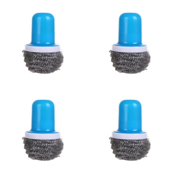 HWHCGZ 4 Pcs Stainless Steel Wire Brush with Handle Multifunctional Kitchen Cleaning Removal Washing Tool for Pots Pans Dishes and More Resistant Easy to Use (Blue)