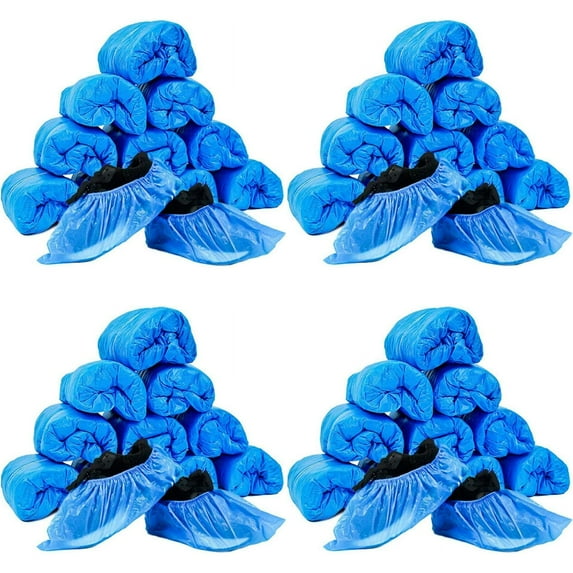 HWHCGZ 400 Pack 200 Pairs Shoe Covers Disposable Non Slip for Indoors Waterproof Shoes Protector Cover Durable Boot Booties Covers Fits up to size 11 US Men and 13 US Women,Blue*4