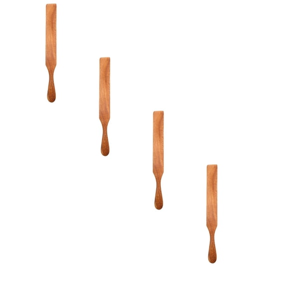 HWHCGZ 4Pcs 11 Inch Wooden Spatula Premium Natural Teak Wood Slotted Spatulas Spoons for Cookware Kitchen Cooking Heat for Stirring Mixing Serving,Brown