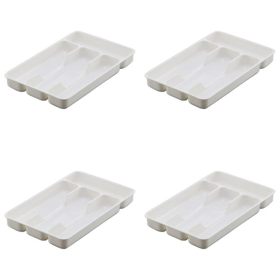 HWHCGZ 4Pcs Chopstick Knife Fork Box 27 * 17.6 * 3.5cm Plastic Tray Kitchen Cutlery and Accessories Box Utensil Organization Holder,White