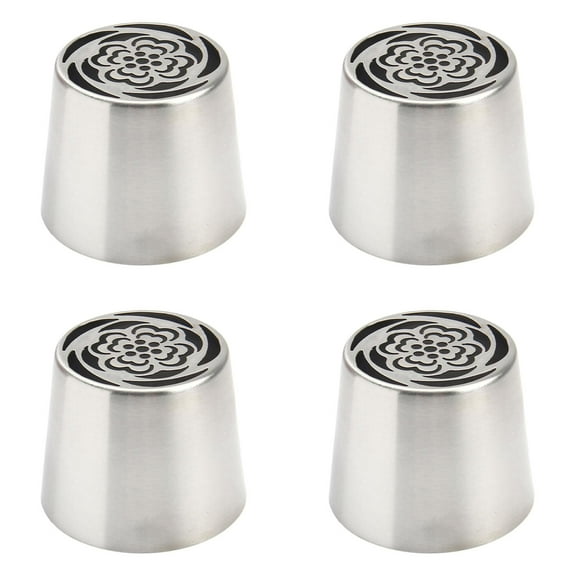 HWHCGZ 4Pcs Extra Large Piping Tips,Stainless Rose Floral Piping Nozzles For Icing Creative Frosting Nozzles For Cupcakes Desserts DIY Flower Nozzle Silver
