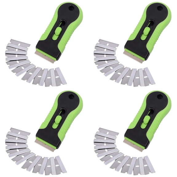 HWHCGZ 4Pcs Glass Cooktop Razor Scraper with 40pcs Replace Blades Car Sticker Remover Non Scratch Oven Glass and Cooktop Cleaning Tool Z(Green*4)