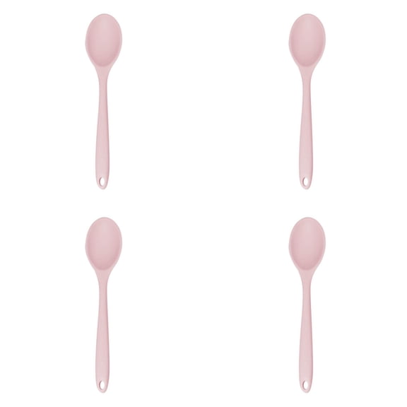 HWHCGZ 4Pcs Mixing Spoons for Cooking, 8" Small Silicone Nonstick Heat Resistant Kitchen Spoon for Serving, Stirring, Baking, and Mixing Tools No BPAs,Z(Pink*4)