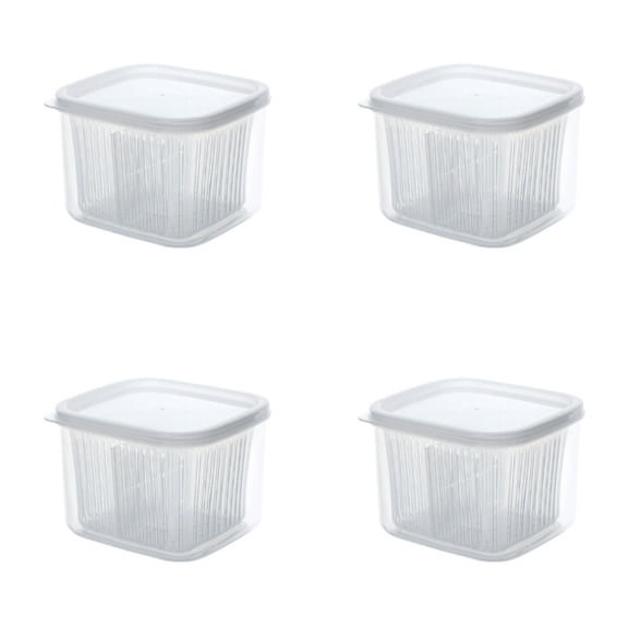 HWHCGZ 4Pcs Reusable Fruit Storage Container with Removable Drain Basket for Berries and Other Fruits, Durable Food Storage Box,Clear*4
