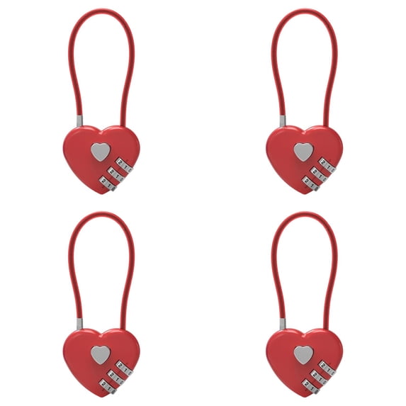HWHCGZ 4Pcs Small Combination Lock for Locker Cable Lock With Padlock Combination for Luggage Suitcase Gym Locker Backpack Zipper Cabinet Box Fence Gate Travel Outdoor Use,Red