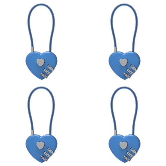 HWHCGZ 4Pcs Small Combination Lock for Locker Cable Lock With Padlock Combination for Luggage Suitcase Gym Locker Backpack Zipper Cabinet Box Fence Gate Travel Outdoor Use,Blue