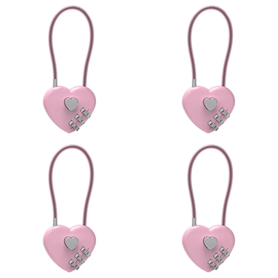 HWHCGZ 4Pcs Small Combination Lock for Locker Cable Lock With Padlock Combination for Luggage Suitcase Gym Locker Backpack Zipper Cabinet Box Fence Gate Travel Outdoor Use,Pink