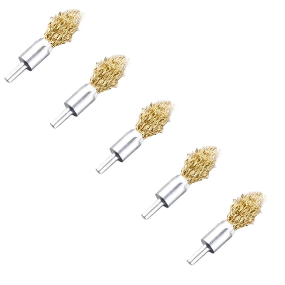 HWHCGZ 5 Pcs Stainless Steel Copper Wire Brushes, Wire Brush Wheel, Copper Wire Polishing Wheel Kit for Rotary Tool,Silver,7.2*1.5 cm