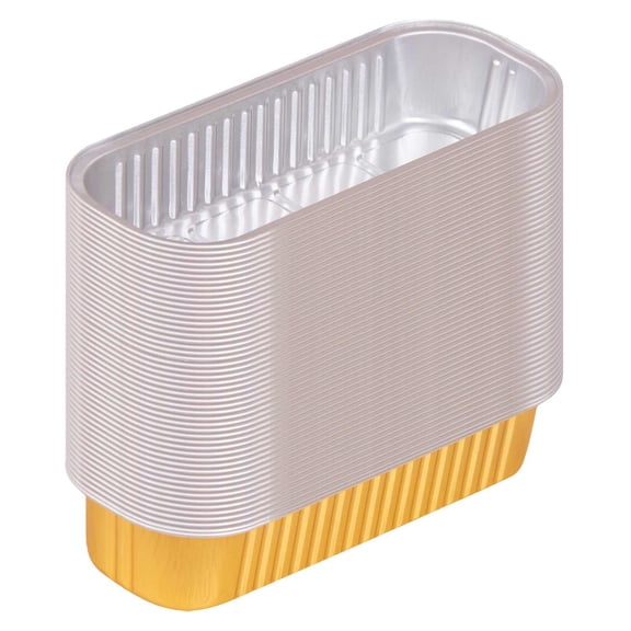 HWHCGZ 50 Pcs Disposable Aluminum Foil Tin Box Aluminum No Lid Rectangular 200ml Aluminum Loaf Baking Pans For Cooking Baking Meal Prep Take Out Etc Gold*50