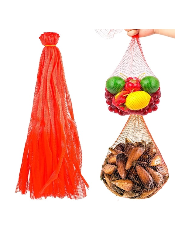 50pcs 24" Red Reusable Nylon Mesh net Produce Grocery Toys Fruits Vegetables Storage Poly Bags