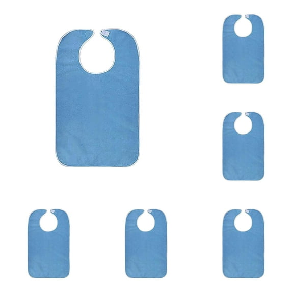 HWHCGZ 6 Pack Unisex Adult Bibs for Elderly Reusable Washable Adult Clothing Adult for Seniors Disabled Waterproof Bib for Eating, Adjustable and Washable,Blue