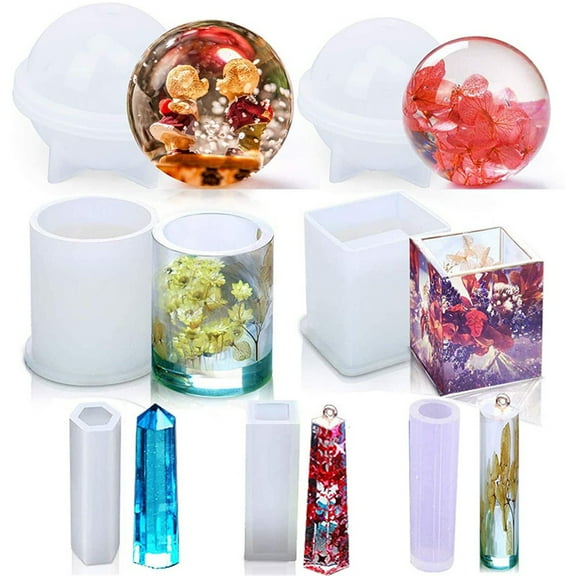 HWHCGZ 7 Piece Three Spherical Cylindrical Silicone Crystal Column for Jewellery DIY