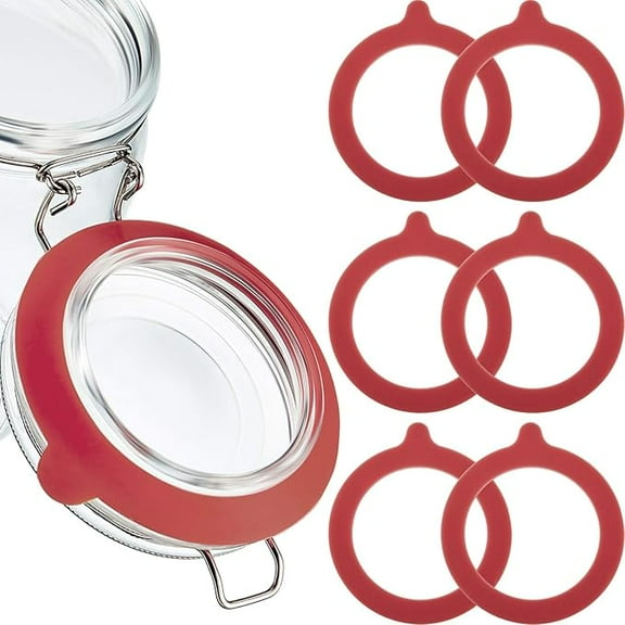 HWHCGZ 8 Pieces 3.75 Inches Silicone Jar Gaskets Replacement Silicone Seals Airtight Silicone Gasket Sealing Rings For Regular Mouth Canning Jar Red