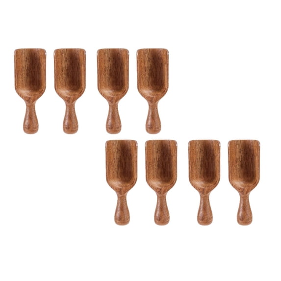 HWHCGZ 8Pcs Wooden Scoops for Canisters Acacia Wooden Scoop for Ground Coffee,Tea,Sugar,Seasoning-Multipurpose Wooden Scoop for Jars,Canisters,Bath Salts,Laundry Detergent,Brown