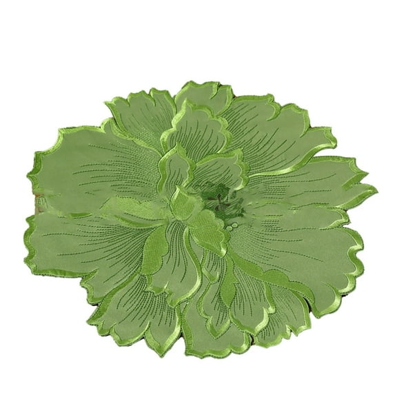HWHCGZ Beautiful Flower Shape Placemat Exquisite Fine Exquisite Texture Polyester Dinner Mat Heat- Tableware Mat for Home 13.8 Inches (Green)
