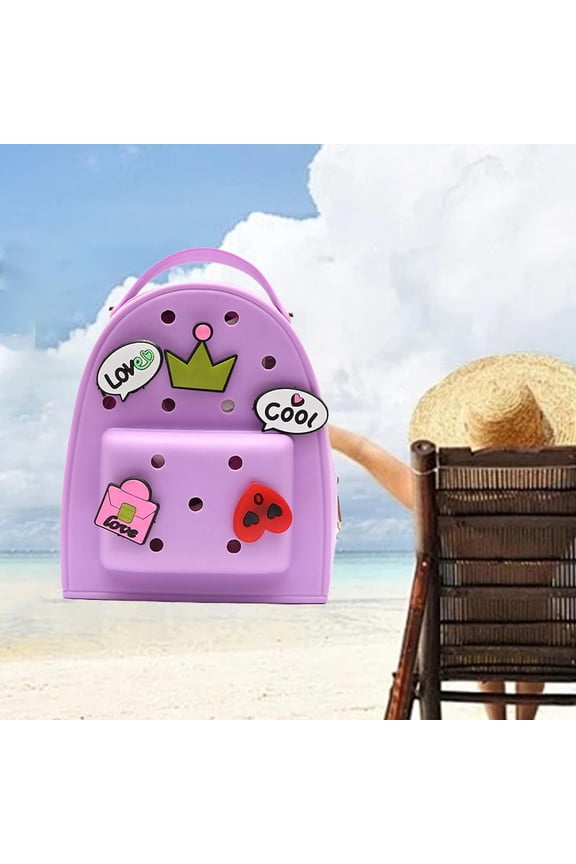 Cute Silicone Jelly Mini Backpack for Students, Water-Resistant Lightweight Bag for Pool, Beach, Gym, Customizable Charms, Easy Clean (Large)