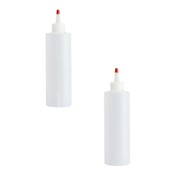 HWHCGZ Empty Squeeze Bottles 16 OZ, 2 PACK Squirt Containers with Red Top, BPA Free for Condiments, Syrup, Ketchup, Sauces, Dressing, Oil, Honey | Arts and Crafts - Leak Proof - Kitchen White*2