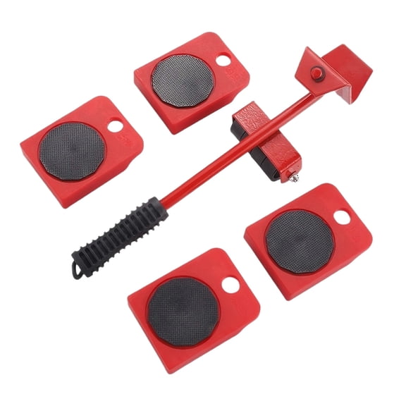 HWHCGZ Furniture Lift Mover Tool 1 Set - Dolly With Adjustable Height Lifting Tool Lever & 4 Wheels Mover, 330Lbs Capacity, 360 Rotation for Refrigerator, Sofa, Cabinet,Red