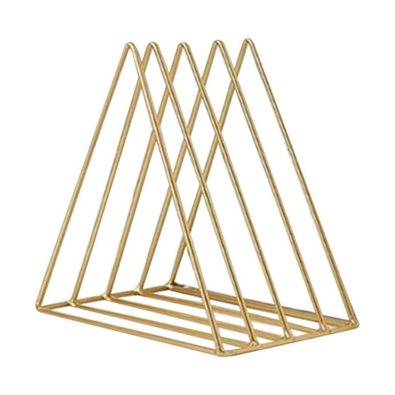 HWHCGZ Gold Metal Vinyl Record Holder,Book Storage Rack Magazine Holder,Triangle Upright 4 Lattice Vinyl Rack Stand Decor Home Gold