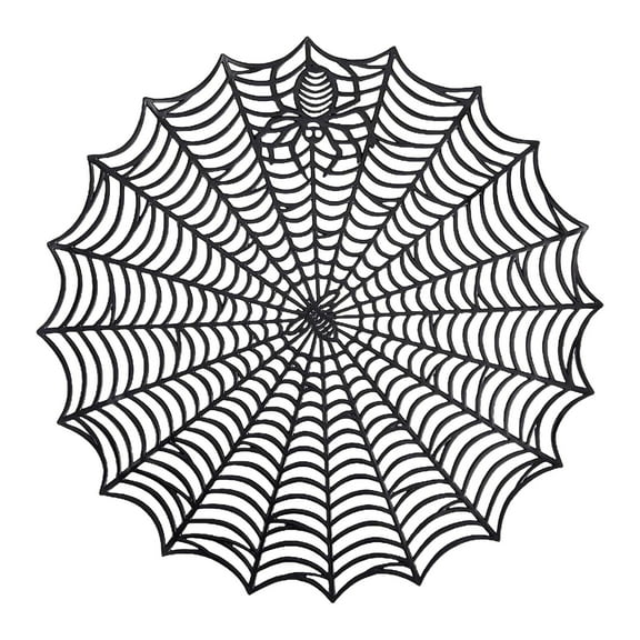 HWHCGZ Halloween Spider Web Placemats,15 Inches Plastic Wind Home Insulation Mat And Anti Slip Dining Table Mat for Halloween Family Party Dining Table Decoration Supplies Black
