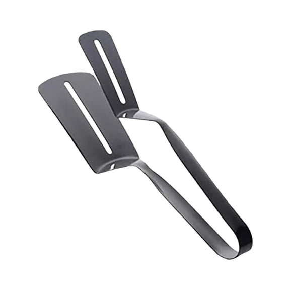 HWHCGZ Kitchen Cooking Tongs,Big Size Spatula Tong 9.84 Inch Multifunctional Stainless Steel Barbecue for Steak Fish Bread Hamburger BBQ Frying Pancake Pies Pizza,Black
