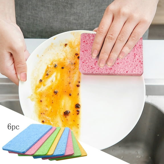 HWHCGZ Kitchen Sponges Compressed Cellulose Sponge, Non Scratch Natural Dish Sponge for Kitchen Cleaning Sponges for Dishes Bathroom Cars Pop-up Cleaning Sponge, 6 PCS