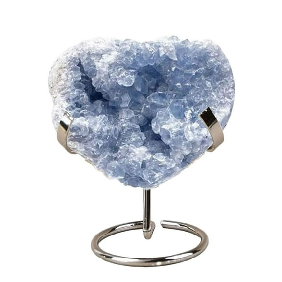 HWHCGZ Metal Crystal Heart Stone Stand,Crystal Ball Holder Rock Display Stand Mineral Specimen Display Easel Holder for Gemstones Fossils Agate Slabs Plates 1 x 2.36 x 2.56 Inch Silver